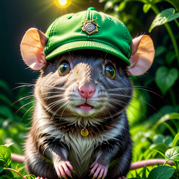 Image of a rat in a green cap