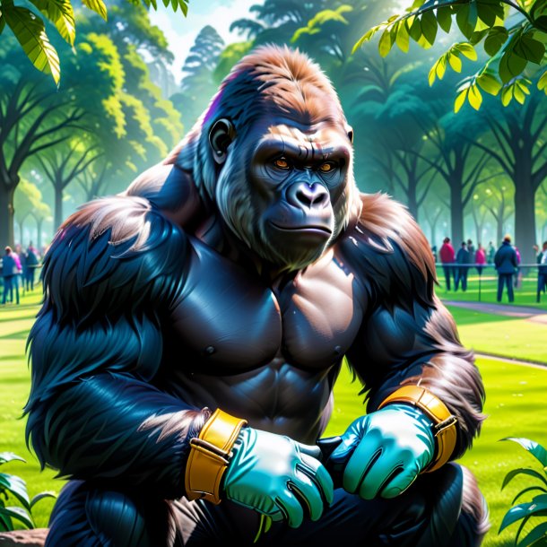 Drawing of a gorilla in a gloves in the park