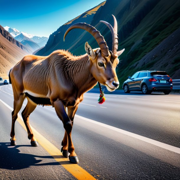 Image of a ibex in a shoes on the highway