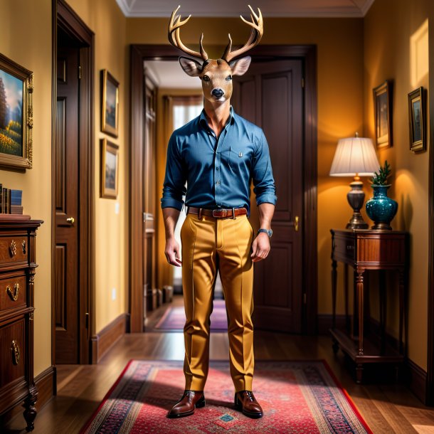 Pic of a deer in a trousers in the house