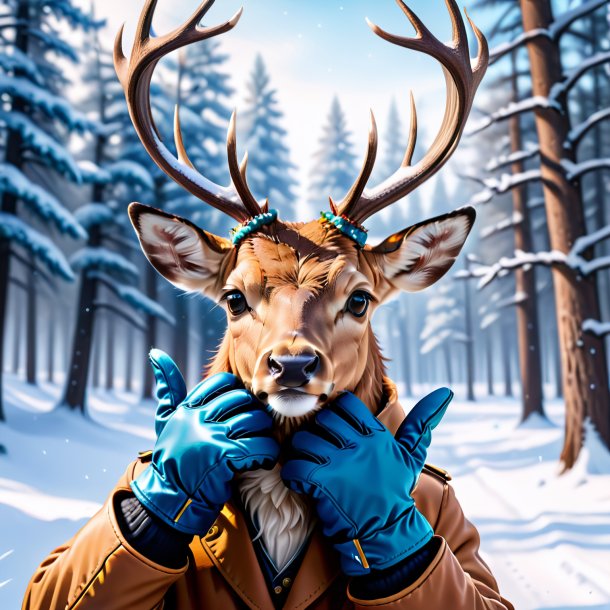 Image of a deer in a gloves in the snow