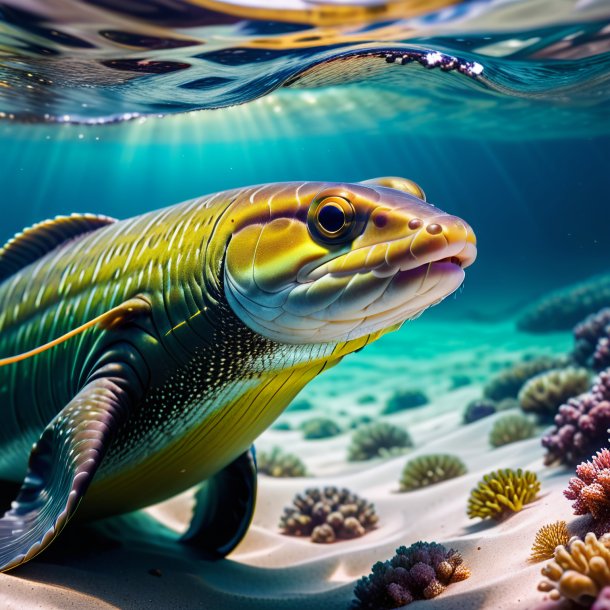 Photo of a eel in a coat in the sea