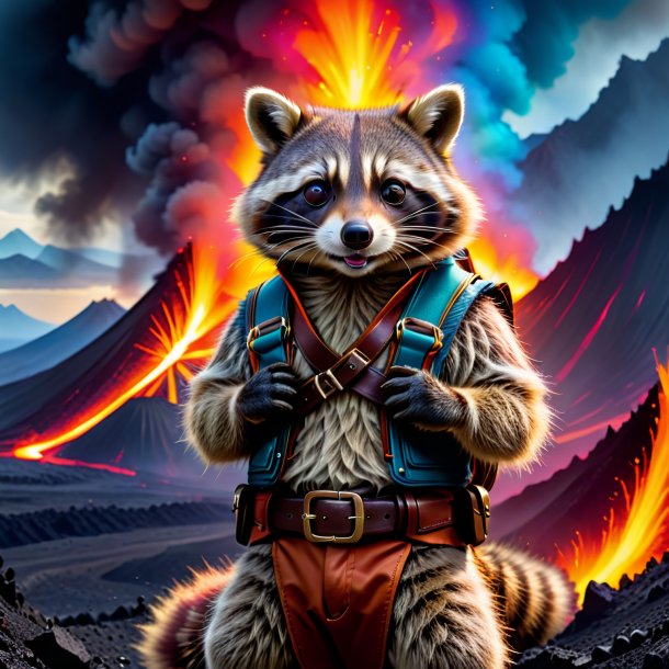 Image of a raccoon in a belt in the volcano