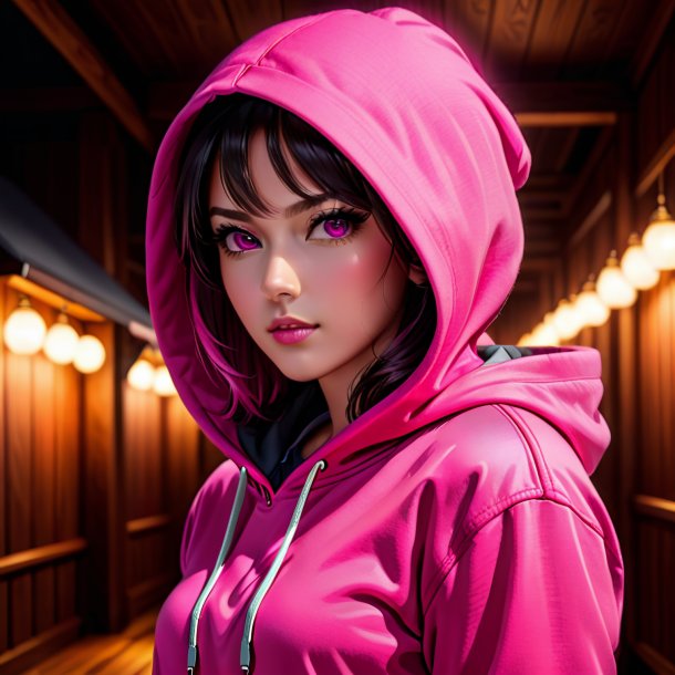 Drawing of a hot pink hoodie from wood