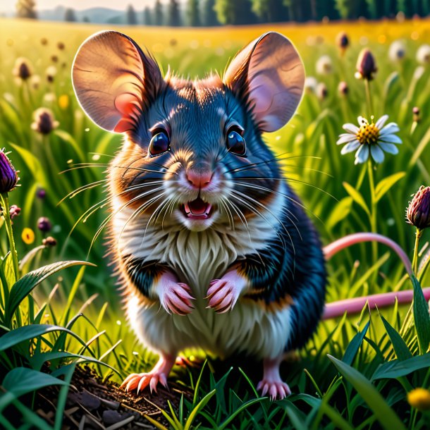 Pic d'une menace d'une souris dans la prairie