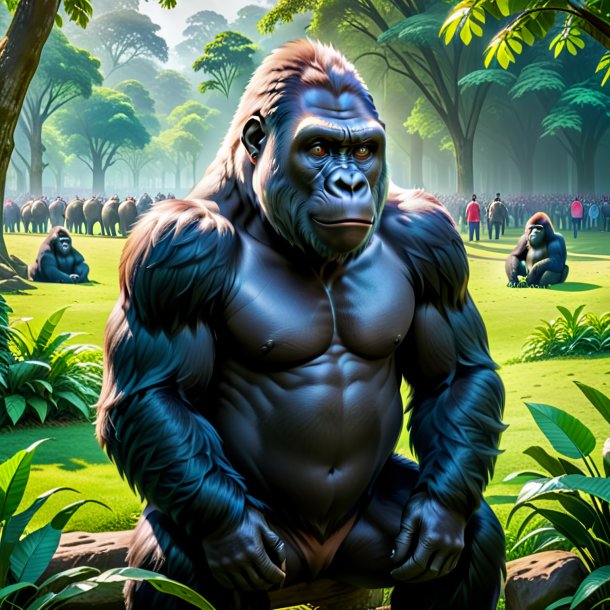 Picture of a waiting of a gorilla in the park