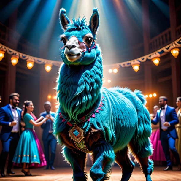 Image of a blue dancing llama