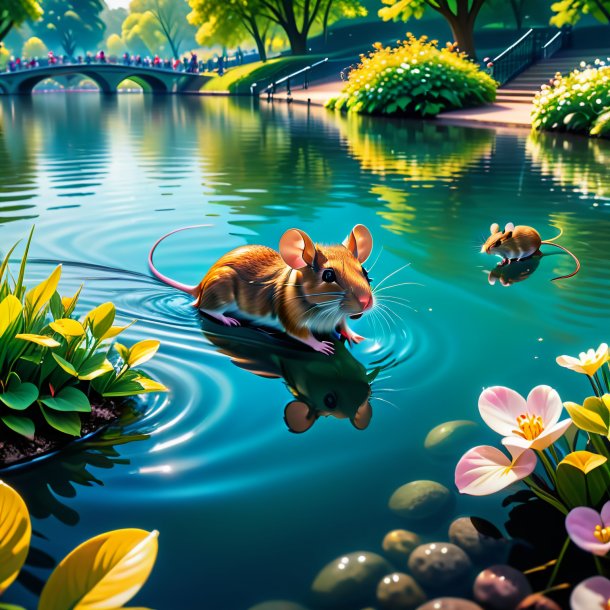 Picture of a swimming of a mouse in the park