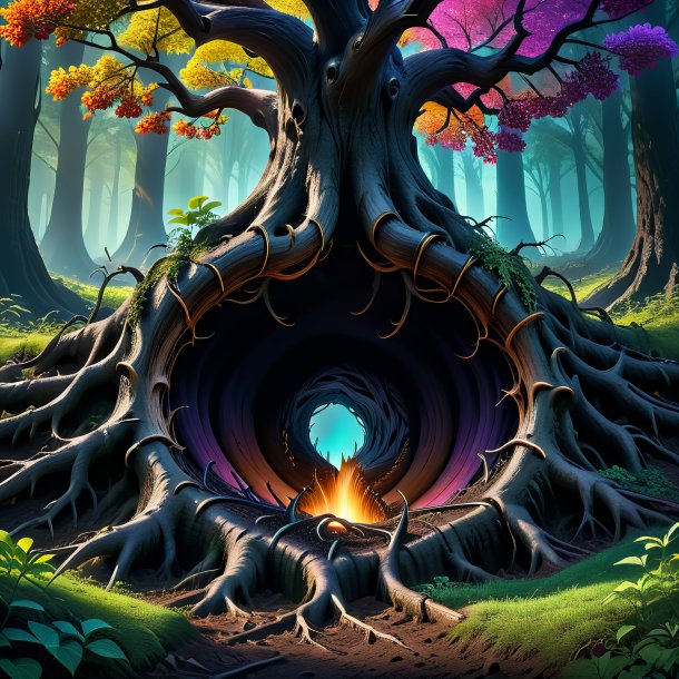 Depicting of a black hollow-root
