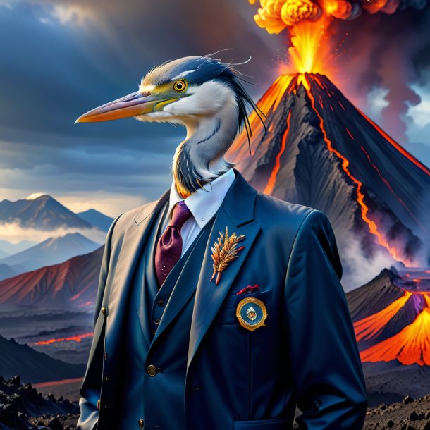 Pic of a heron in a jacket in the volcano