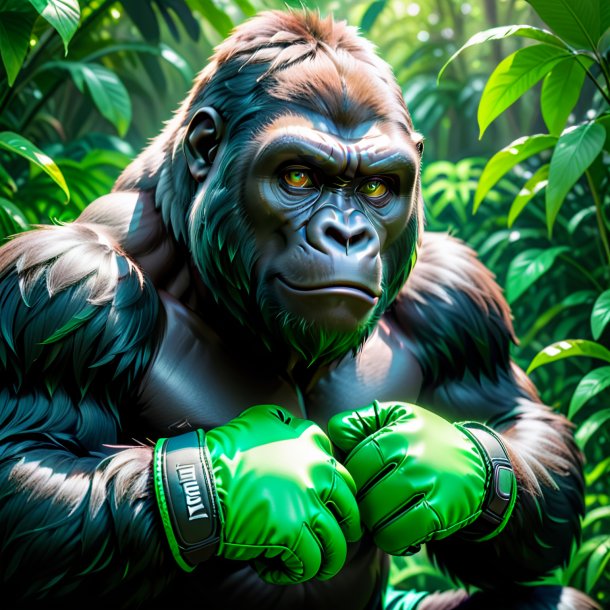 Pic of a gorilla in a green gloves