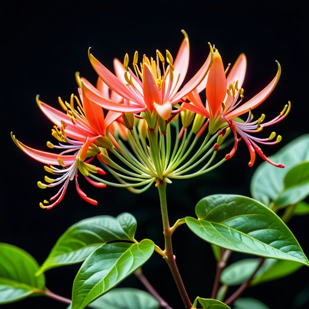 Photography of a coral honeysuckle