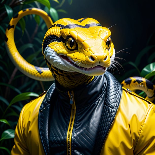 Picture of a snake in a yellow jacket
