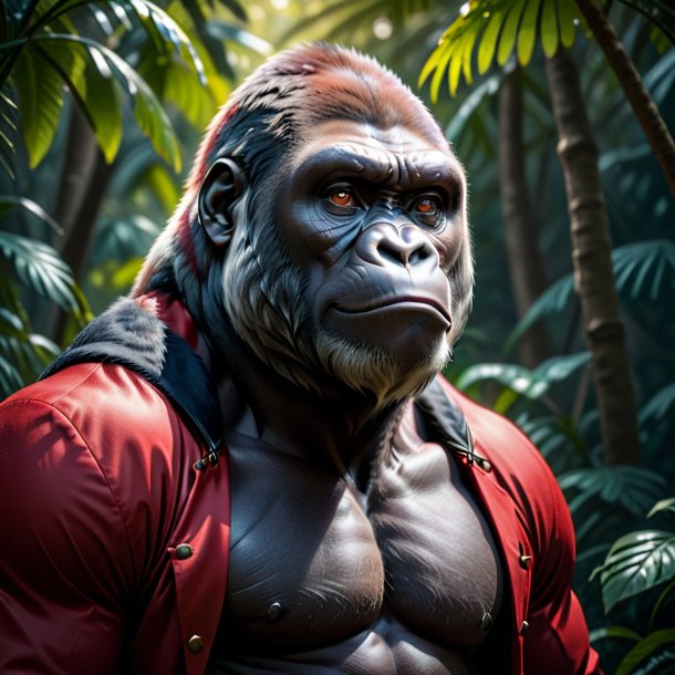 Picture of a gorilla in a red coat