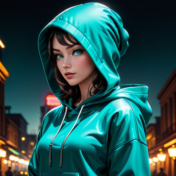 Illustration of a teal hoodie from iron