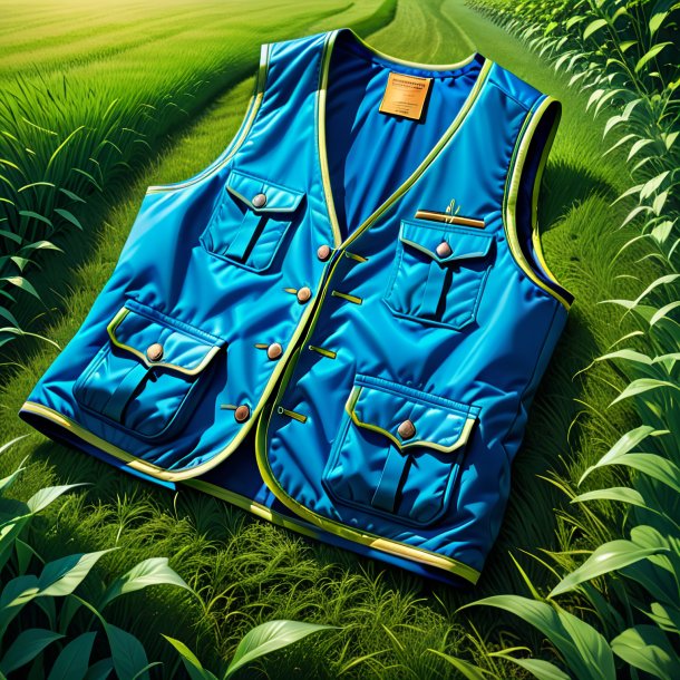 Illustration of a blue vest from grass