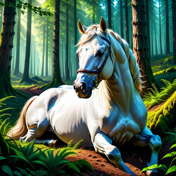 Picture of a resting of a horse in the forest