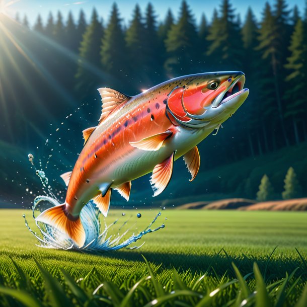 Picture of a dancing of a salmon on the field