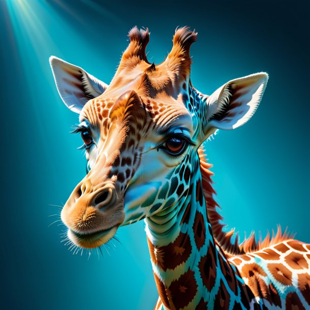 Image d'une girafe souriante aquamarine