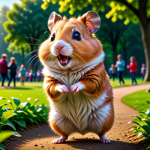 Foto de uma dança de um hamster no parque