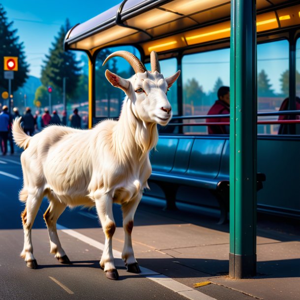 Retrato de um jogo de uma cabra na parada de ônibus