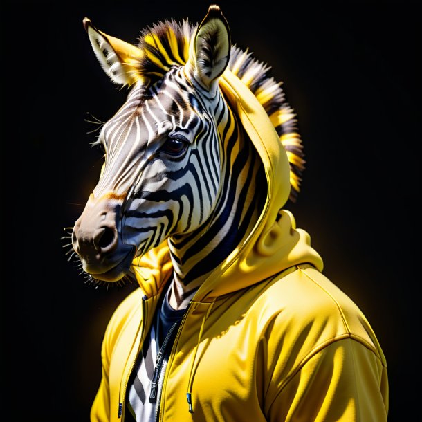 Picture of a zebra in a yellow hoodie