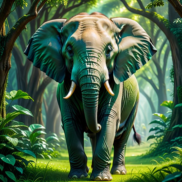 Foto de um elefante em um vestido verde