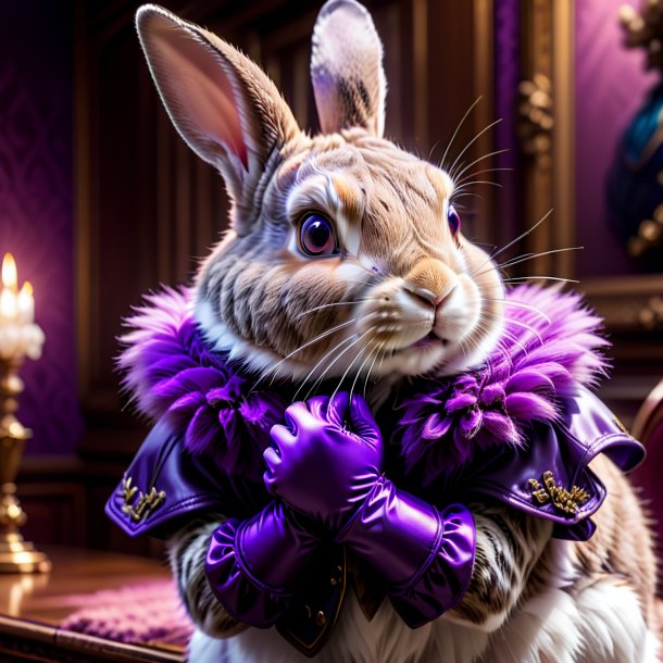 Pic of a rabbit in a purple gloves