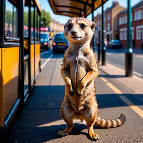 Pic d'un jeu de meerkat sur l'arrêt de bus