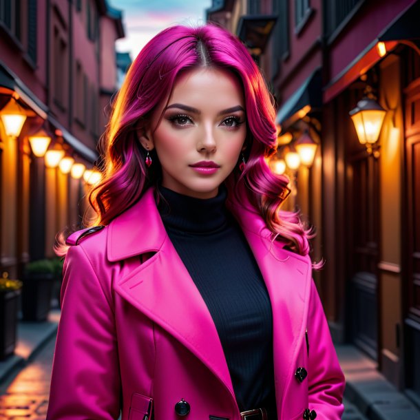 Portrait of a hot pink coat from iron