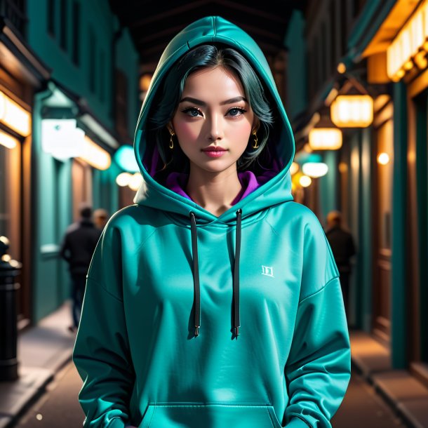 Fotografia de um hoodie teal de argila