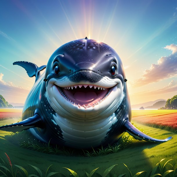 Image of a smiling of a whale on the field