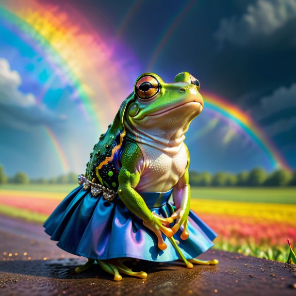 Pic of a frog in a skirt on the rainbow