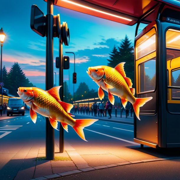 Picture of a dancing of a carp on the bus stop