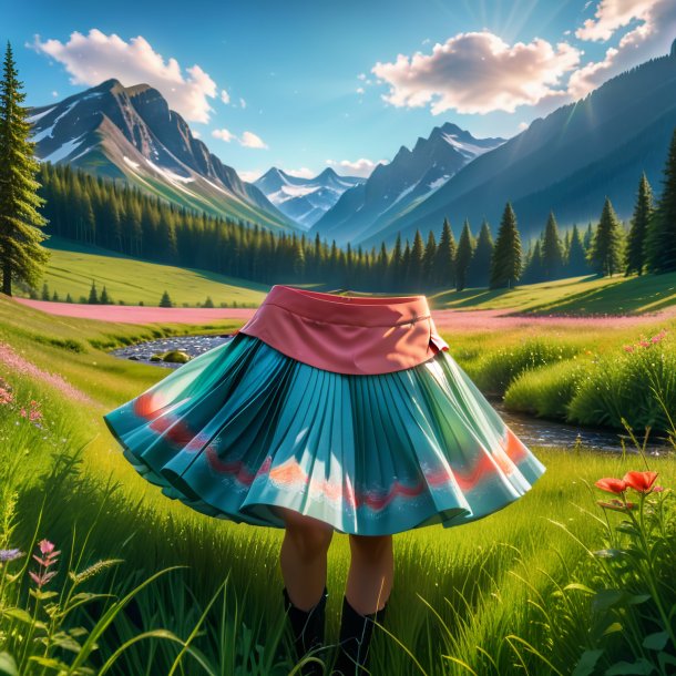 Image of a salmon in a skirt in the meadow