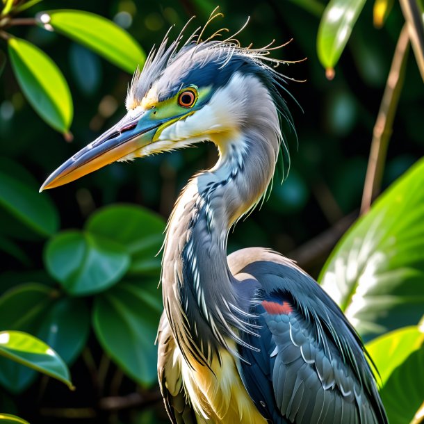 Image of a lime smiling heron