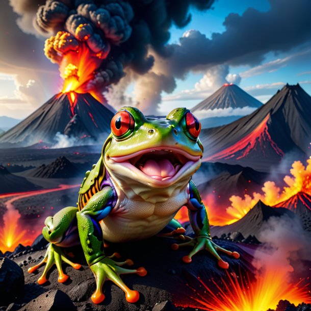 Pic of a angry of a frog in the volcano