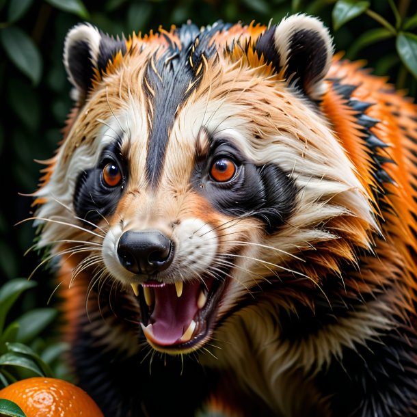 Imagem de um texugo chorando laranja