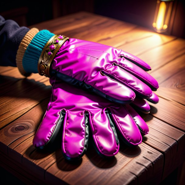 Illustration of a magenta gloves from wood