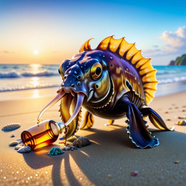 Picture of a drinking of a cuttlefish on the beach