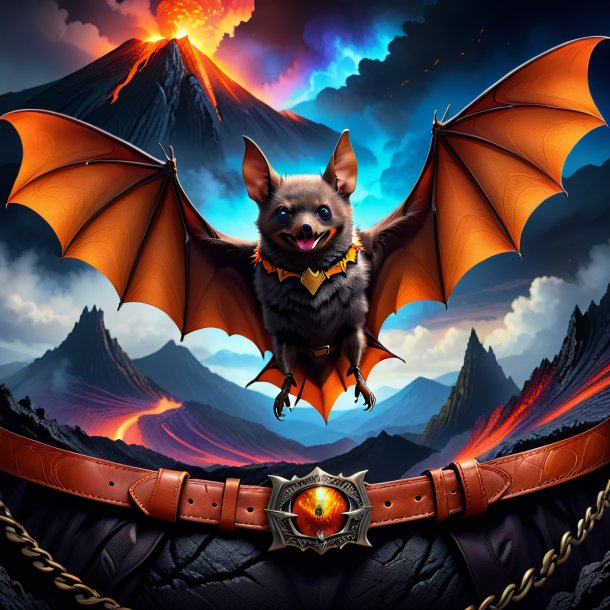 Drawing of a bat in a belt in the volcano