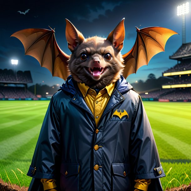 Drawing of a bat in a jacket on the field