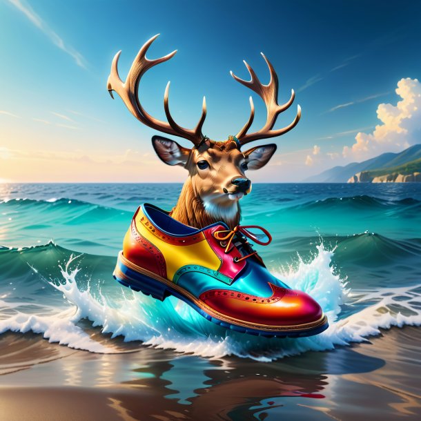 Image d'un cerf dans une chaussure dans la mer