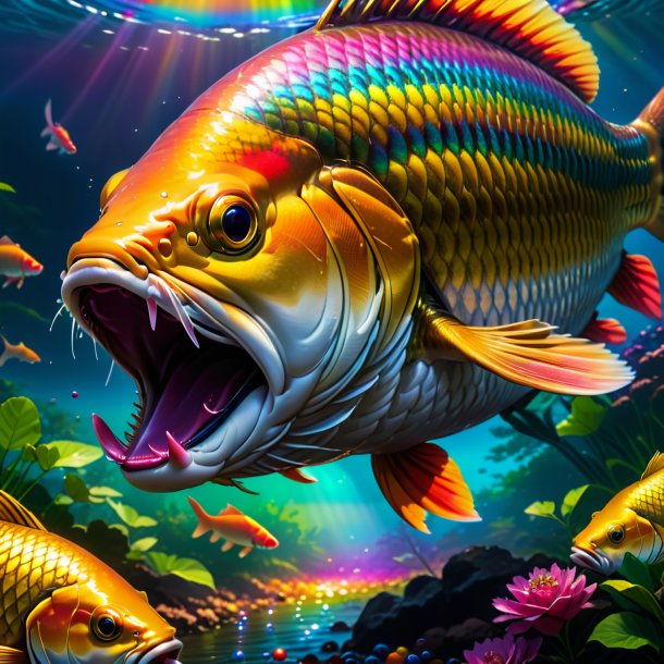 Pic of a eating of a carp on the rainbow