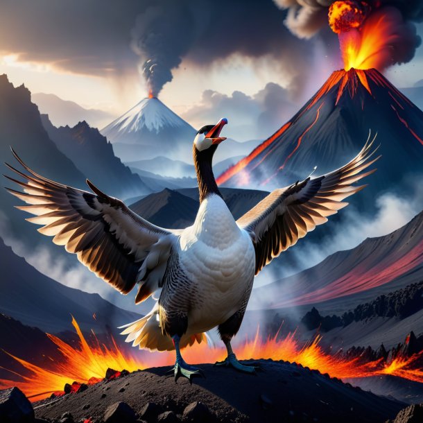 Photo of a threatening of a goose in the volcano