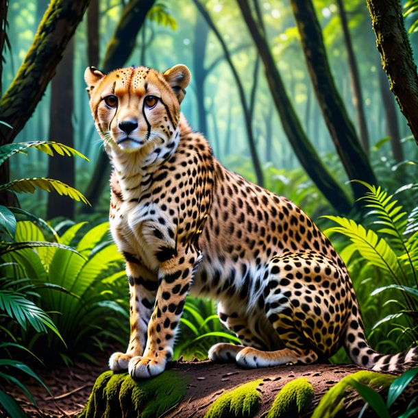 Picture of a waiting of a cheetah in the forest