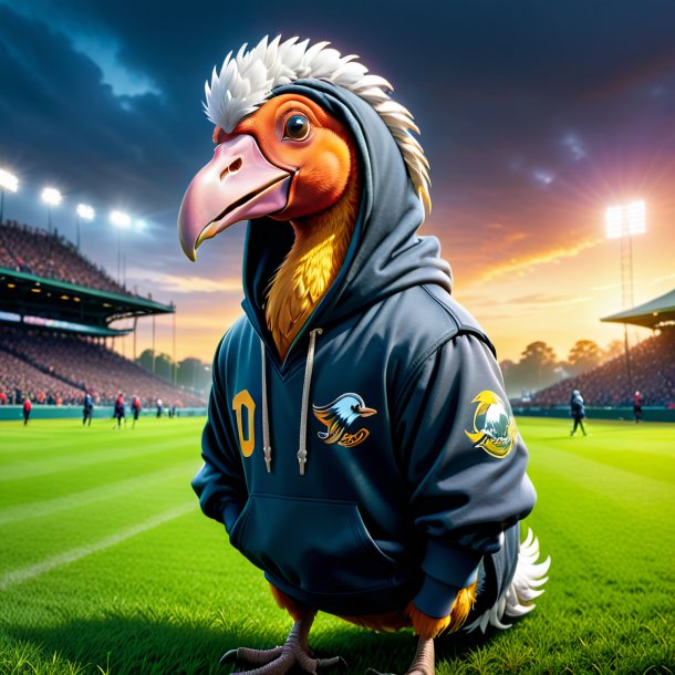 Pic of a dodo in a hoodie on the field