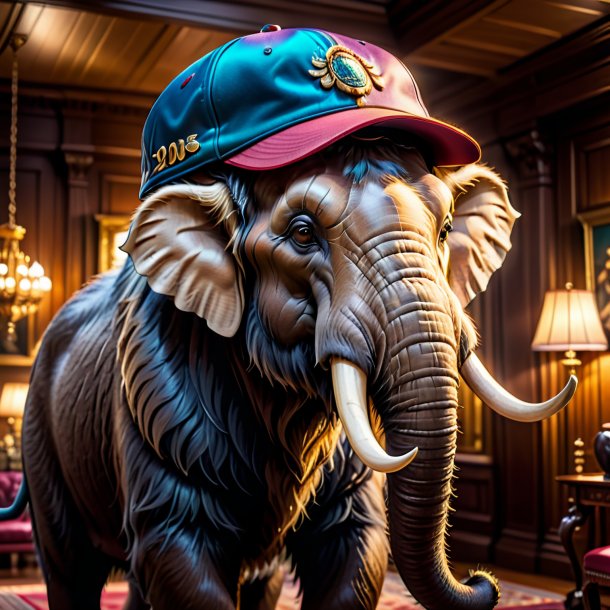 Image of a mammoth in a cap in the house