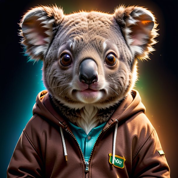 Picture of a koala in a brown hoodie