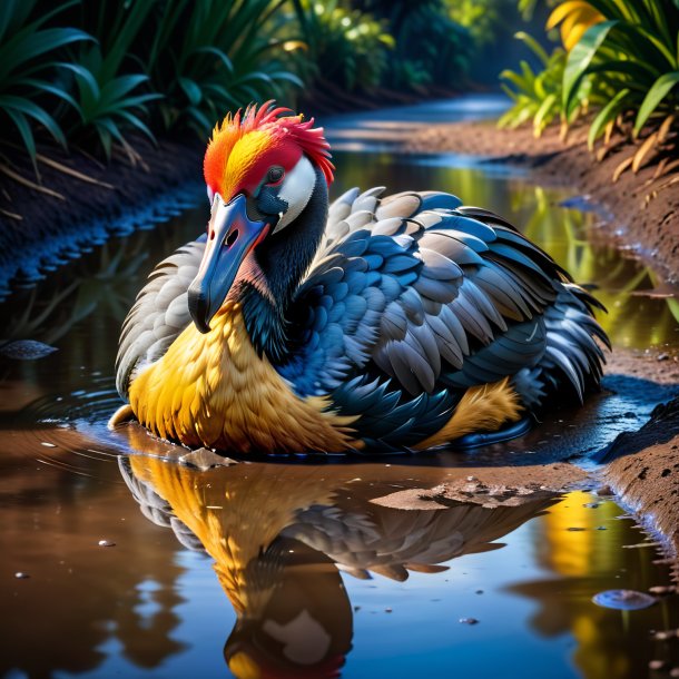 Image of a sleeping of a dodo in the puddle